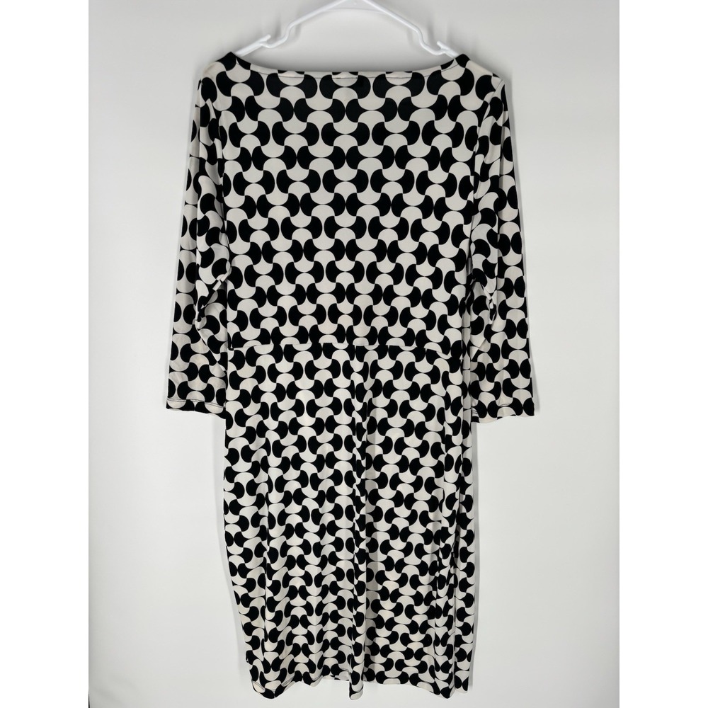 Talbots Geometric Stretch Midi Dress Size 1X Ruched Flowy Office Modest Church - Picture 9 of 12